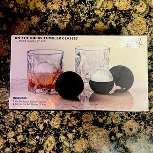 Studio Crystal by Godinger Rock Glasses with Ice Molds NWT